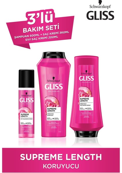 Supreme Length 500 ml + Saç Kremi 360 ml + Sıvı Saç Kremi 200 ml