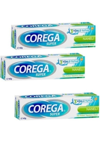 Süper Diş Protezi Yapıştırıcı Naneli Krem 40 gr 3 Adet