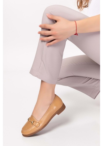 Hakiki Deri Kadın Günlük Loafer VDT.851 - Nut - 36 modelleri