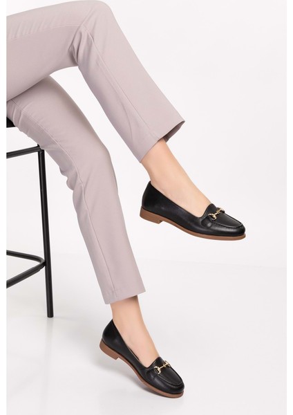 Hakiki Deri Kadın Günlük Loafer VDT.851 - Siyah - 40 indirimleri