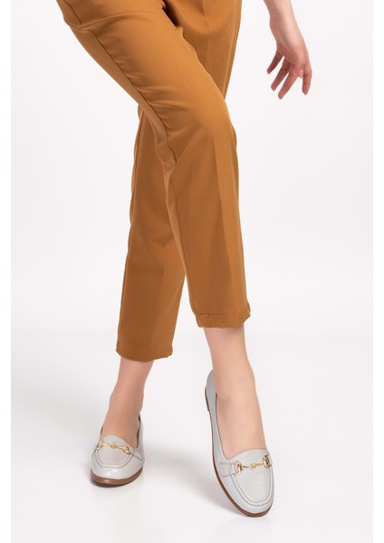 Hakiki Deri Kadın Günlük Loafer VDT.851 - Buz Gri - 38 modelleri