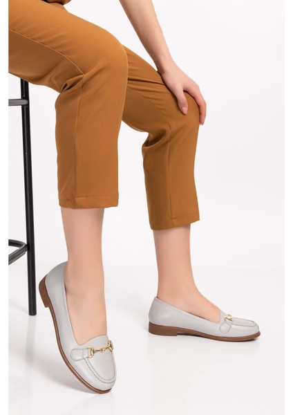 Hakiki Deri Kadın Günlük Loafer VDT.851 - Buz Gri - 41 fiyatları