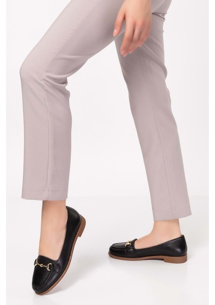 Hakiki Deri Kadın Günlük Loafer VDT.851 - Siyah - 41