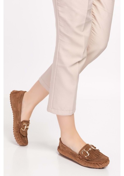 Hakiki Deri Süet Esnek Hafif Rahat Loafer SW.755 - Taba - 38