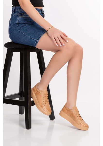 Hakiki Deri Anatomik Taban Spor Ayakkabı ELL.6839 Cappuccino 41