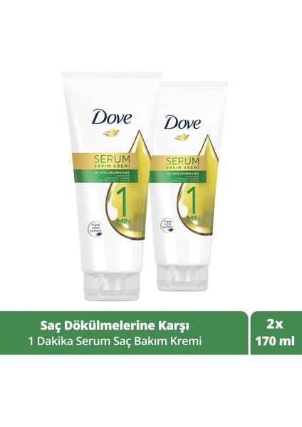 1 Minute Serum Saç Bakım Kremi Saç Dökülmelerine Karşı 170 Ml X2 Adet