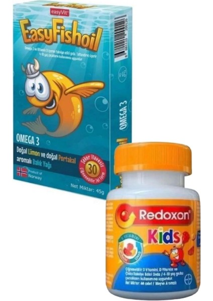 EasyFishoil Omega 3 Çiğnenebilir 30 Jel Tablet + Redoxon Kids Gıda Takviyesi 60 Tablet