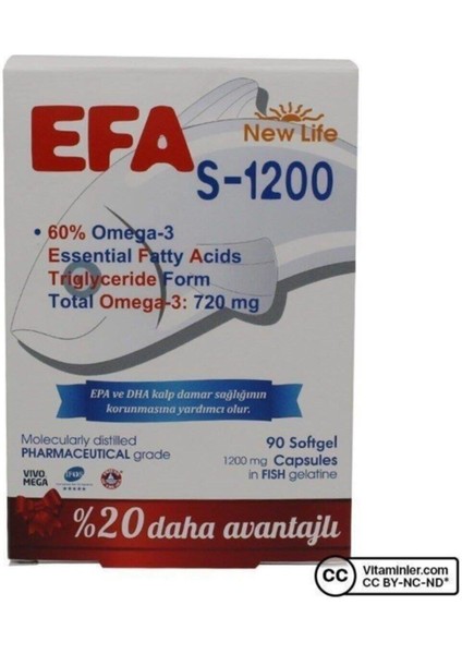 Newlife Efa S 1200 Omega 3 Balık Yağı 90 Kapsül