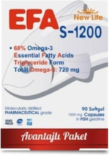 Newlife Efa S-1200 Omega 3 Balık Yağı 90 Softjel Kapsül