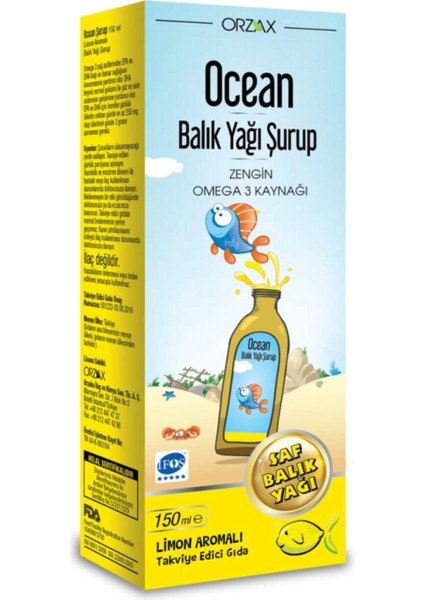 Ocean Ocean Balık Yağı Şurubu Limon Aromalı 150 Ml