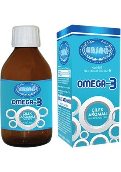 Çilek Aromalı Sıvı Omega-3 Ersağ Çilek Aromalı Sıvı