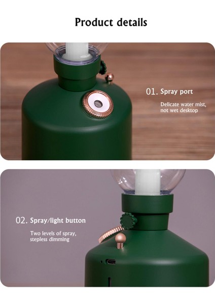 Nostalji Hava Nemlendirici İle Led Işık Aromaterapi Difüzör Kablosuz Mist Maker Usb Şarj Edilebilir Hava Nemlendirici modelleri