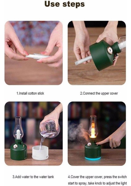 Nostalji Hava Nemlendirici İle Led Işık Aromaterapi Difüzör Kablosuz Mist Maker Usb Şarj Edilebilir Hava Nemlendirici indirimleri