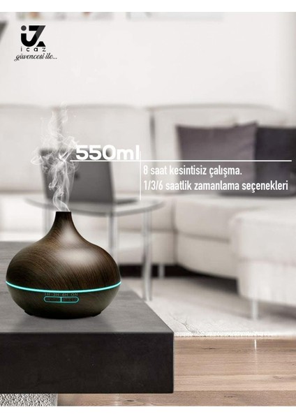 Icz Ultrasonic 550ml Hava Nemlendirici Ahşap Görünüm Ortam Nemlendirici Hava Nemlendirici Buharlı 7 Led fırsatları
