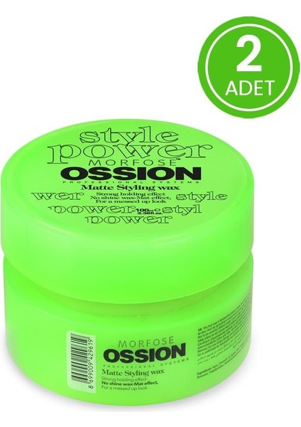 Ossion Matte Styling Wax Yeşil 100 Ml X 2 Adet