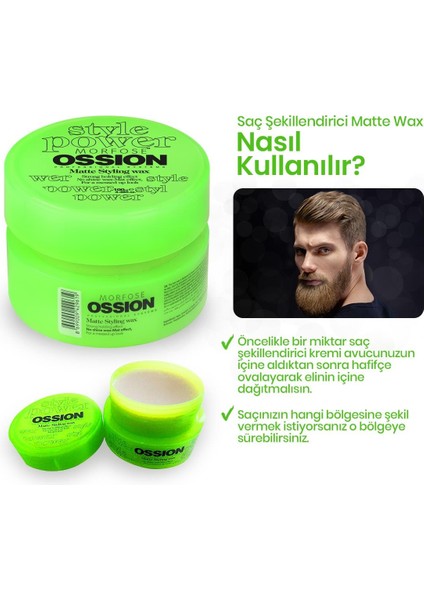 Ossion Matte Styling Wax Yeşil 100 Ml X 2 Adet modelleri