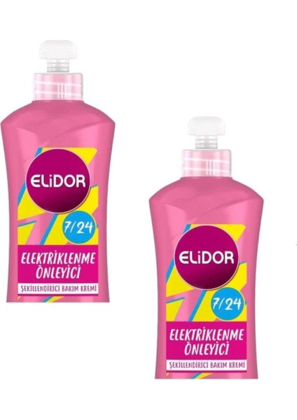7/24 Krem Elektriklenme Önleyici Şekillendirici Saç Bakım Kremi 300 Ml 2 Adet
