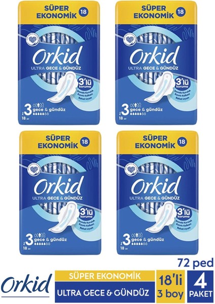 Süper Ekonomik Ultra Gece & Gündüz 18 Ad. 3 Boy x 4 Paket