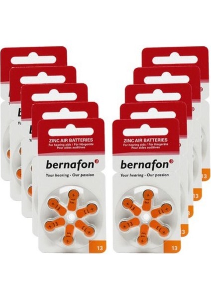 Bernafon Işitme Cihazı Kulaklık Pili No:13 (10X6=60 Adet)