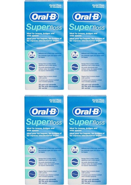 Super Floss Diş Ipi 50'Li X 4 Adet