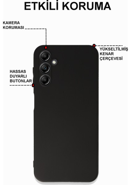 Samsung Galaxy A14 ile Uyumlu Kapak Mat Siyah Yumuşak Silikon Kılıf
