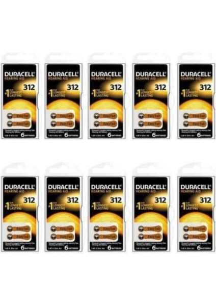 312 Kulaklık Pili 60 Adet 1,5 V Yüksek Performanslı Uzun Ömürlü