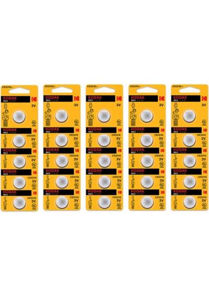 (5x5) 25 Adet CR2016 Max Lityum Para Pil - Ekonomik Paket