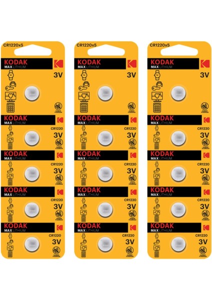 (5x3) 15 Adet CR1220 Max Lityum Para