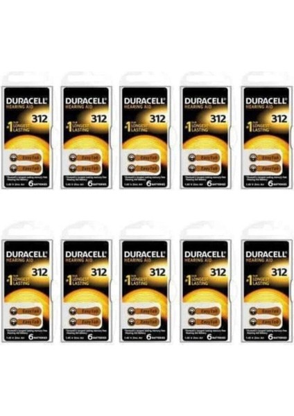 Duracel 312 Numara Kulaklık Pili 6X10(60 Adet)