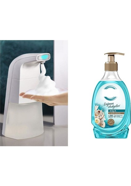 Sensörlü Fotoselli Sıvı Sabunluk 10X5X21CM Ve1 Adet 392ML Sıvı Sabun Aqua ve Deniz Esintisi