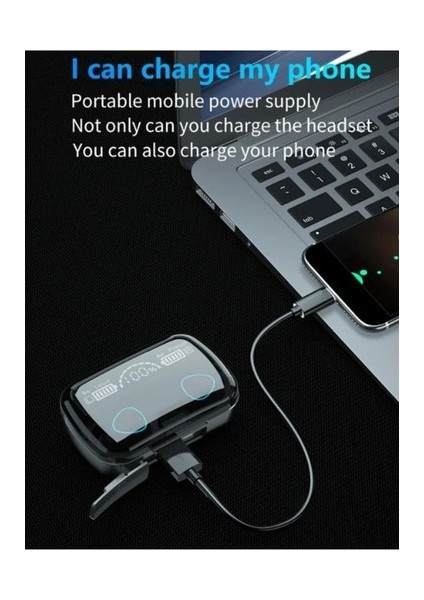 M10 Kulak Içi Dokunmatik Bluetooth Kulaklık LED Göstergeli Powerbankli V5.3