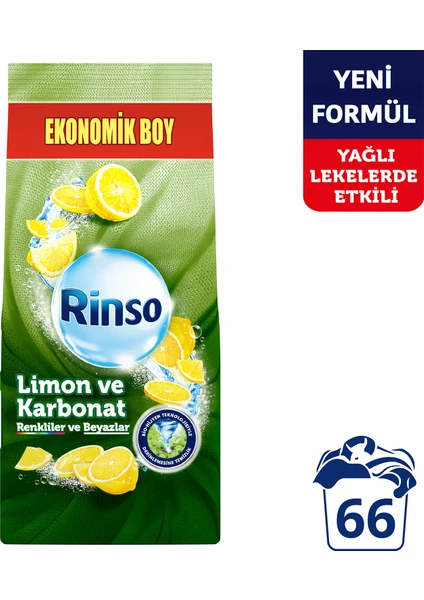 Toz Çamaşır Deterjanı Limon ve Karbonat Renkliler ve Beyazlar İçin 10 KG