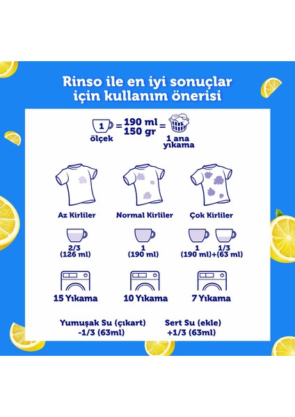 Toz Çamaşır Deterjanı Limon ve Karbonat Renkliler ve Beyazlar İçin 10 KG