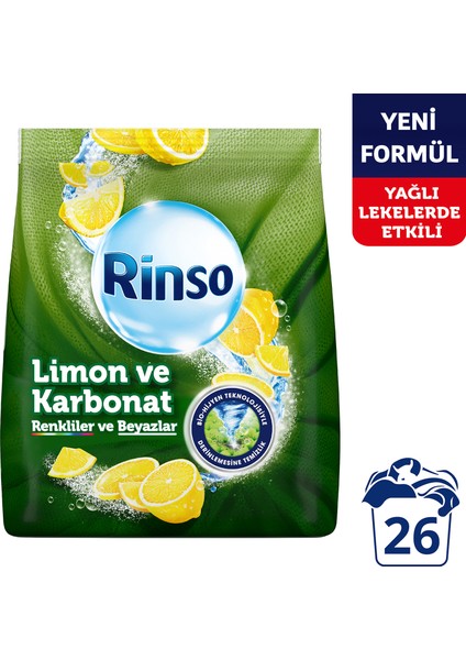 Toz Çamaşır Deterjanı Limon ve Karbonat Renkliler ve Beyazlar İçin 4 KG