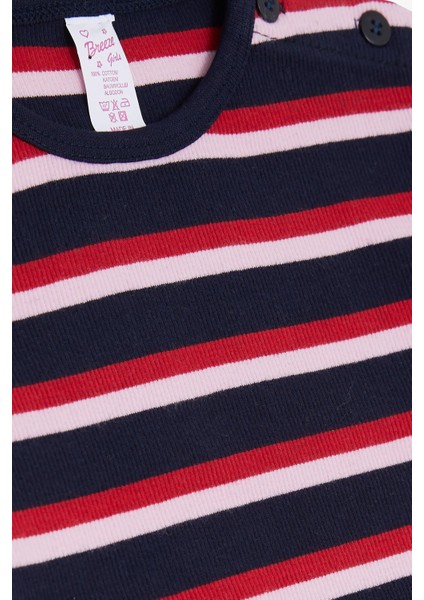 Kız Bebek Uzun Kollu Tişört Patlı Çizgili Kelebek Baskılı 9 Ay-3 Yaş, Karışık Renk modelleri