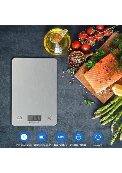 11LB / 5 kg Ev Mutfak Ölçeği Elektronik Gıda Ölçeği Pişirme Ölçeği Ölçme Aracı Temperli Cam Tel Çizim Süreci | Mutfak Terazi (Yurt Dışından)
