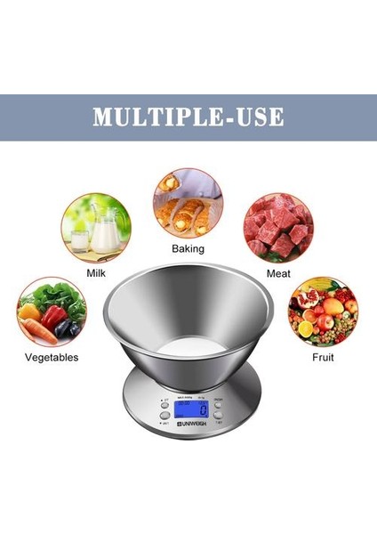 Dijital Mutfak Ölçeği Yüksek Doğruluk Işlevli Gıda Ölçeği Çıkarılabilir Kase ile 2.15L Sıvı Ses, Oda Sıcaklığı, 11LB / 5kg | Mutfak Terazi (Yurt Dışından)