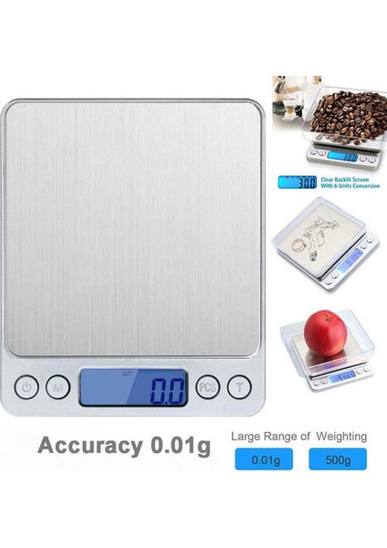 Yüksek Kalite Dijital Mutfak Ölçeği Mini Cep Paslanmaz Çelik Hassas Takı Elektronik Denge Ağırlığı Altın Gram Doğruluk 500G / 0.01G (Yurt Dışından) modelleri