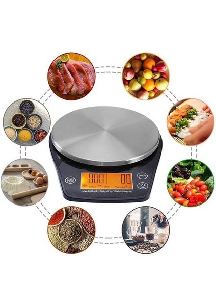 6.6lb / 3 kg Dijital El Damla Kahve Ölçeği Paslanmaz Çelik Hassas Sensörler Mutfak Gıda Ölçeği Zamanlayıcı Ağırlığı ile LCD Ekran | Mutfak Terazi (Yurt Dışından)