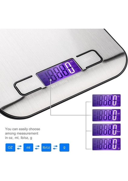 Dijital Çok Fonksiyonlu Gıda Mutfak Ölçeği Çelik LCD Ekranlı 11LB 5kg Mutfak Terazisi (Yurt Dışından) modelleri