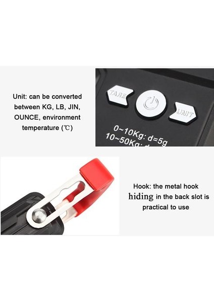 50KG / 10G LCD Dijital Ekran Arka Işık Taşınabilir Asılı Kanca Ölçeği Çift Hassasiyet Balıkçılık Seyahat Mini Elektronik Tartı Ölçeği | Mutfak Terazi (Yurt Dışından)