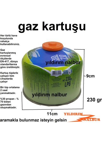 Kamp Ocak Tüp Kartuş 230 gr Nargile Gaz Kartuş