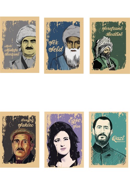 Kürt Ünlüleri Resimli Not Defterleri - Dengbêj Şakiro - Şerefxane Bedlise - mustafa barzani - Seti