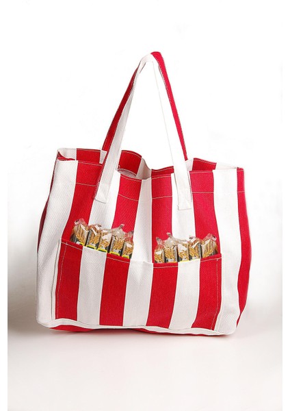 İreyun Kadın Kanvas 2 Cepli Günlük Renkli Plaj Omuz Çantası