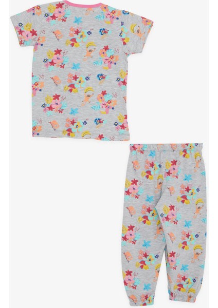 Kız Bebek Kısa Kollu Pijama Takımı Safari Temalı 9 Ay-3 Yaş, Gri Melanj fiyatları