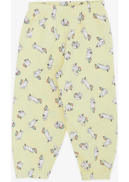 Kız Bebek Pijama Takımı Kedicorn Desenli 9 Ay-3 Yaş, Sarı