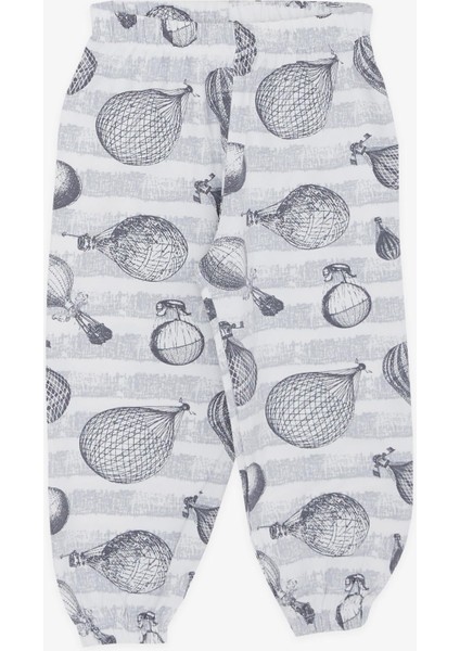 Kız Bebek Kısa Kollu Pijama Takımı Uçan Balon Desenli 9 Ay-3 Yaş, Ekru