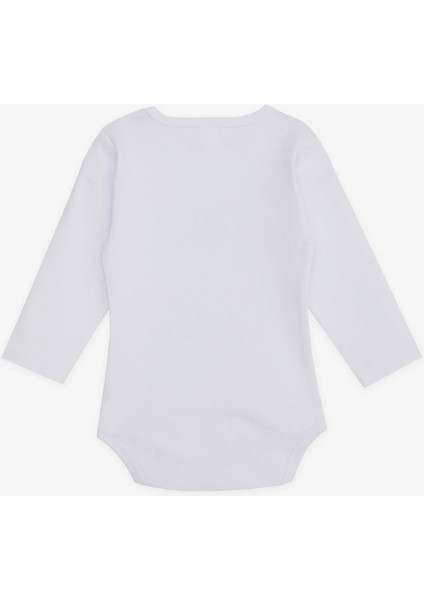 Erkek Bebek Çıtçıtlı Zıbın Body Araba Baskılı 9 Ay-3 Yaş, Beyaz