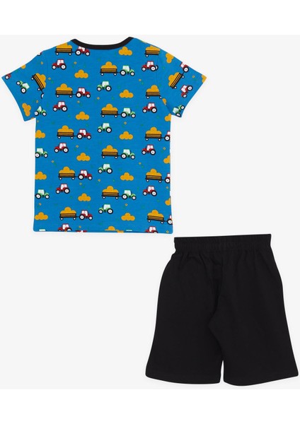 Girls & Boys Erkek Çocuk Şortlu Pijama Takımı Traktör Desenli 1.5-5 Yaş, Mavi
