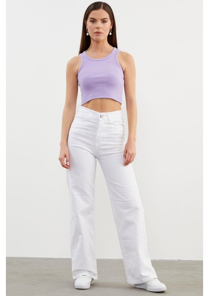 Yüzücü Model Crop Atlet - Lila